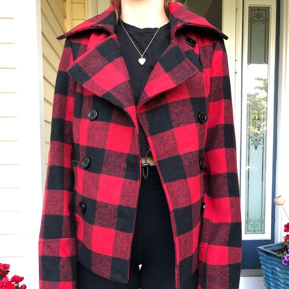 NWOT Delia’s Red & Black Buttoned Checkered Jacket - Picture 4 of 7